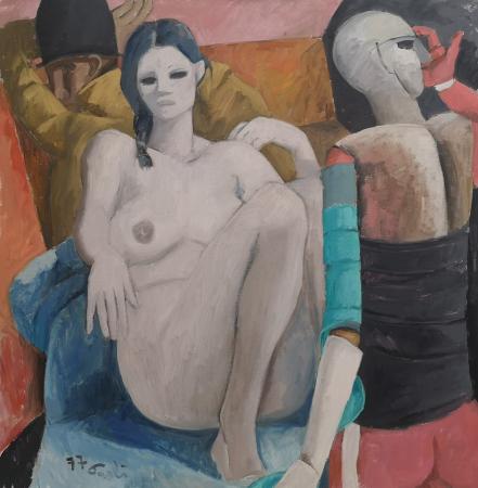 Quadro di Bruno Paoli Il letto - olio tela 